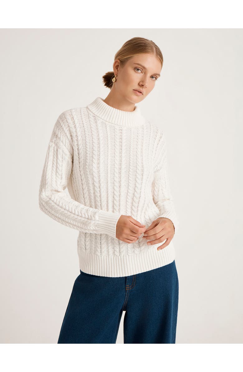 Finery London Vivana Turtle Neck Knitted Sweater, Main, color, Ivory