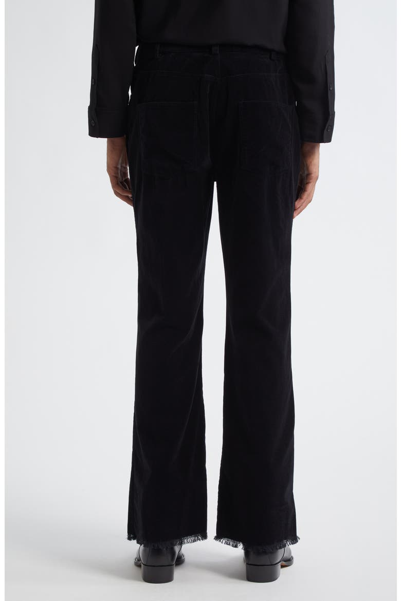 Frayed Hem Velvet Bootcut Pants, Alternate, color, BLACK