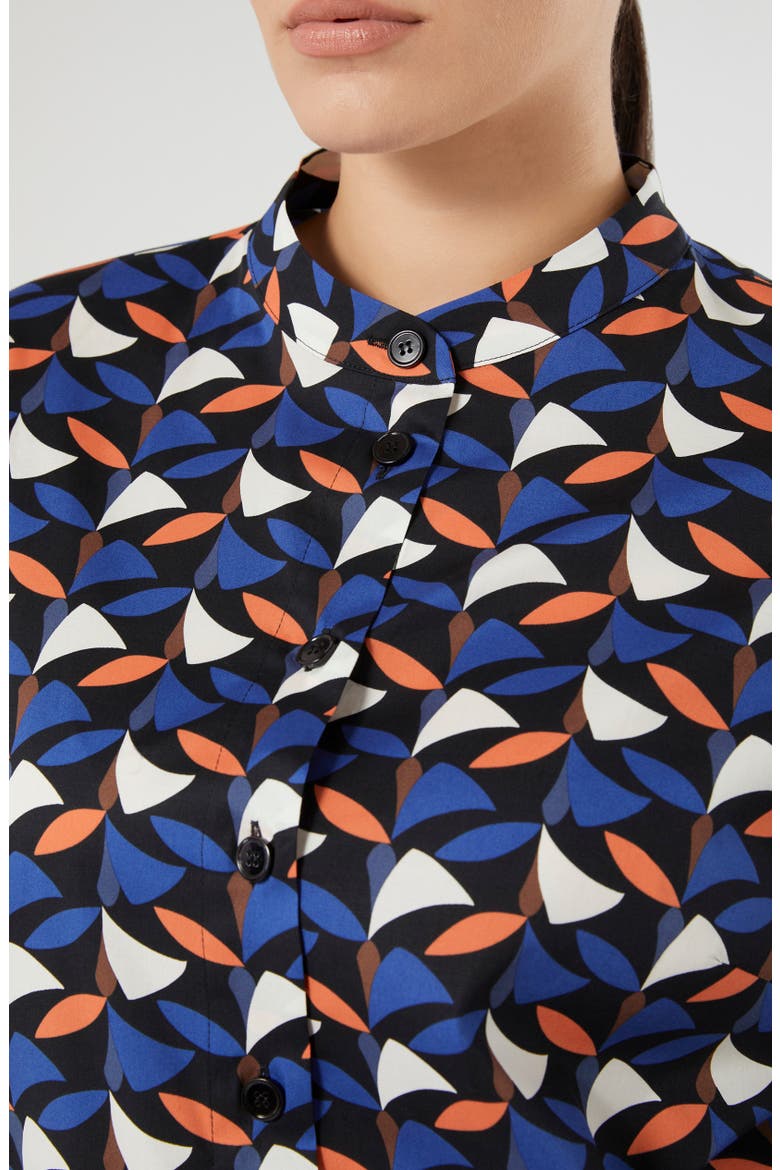 Materia Abstract Print Stretch Cotton Button-Up Shirt, Alternate, color, NAVY