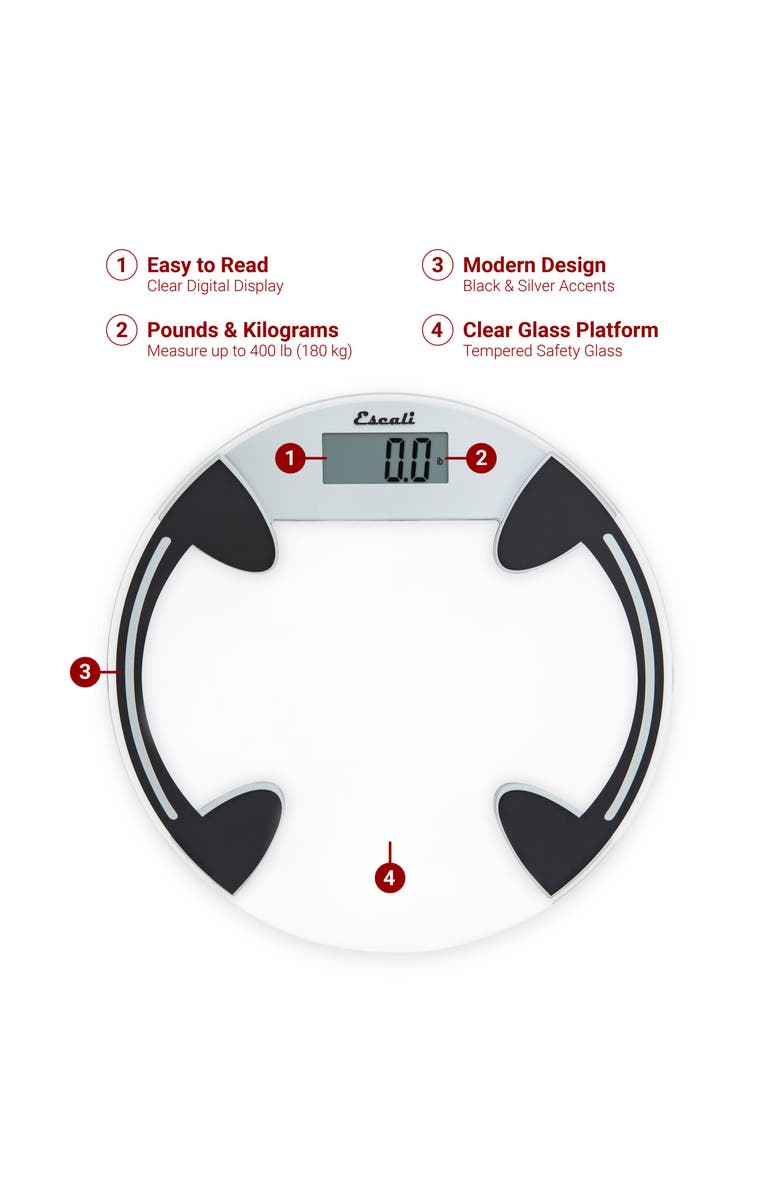 ESCALI Glass Platform Bathroom Scale, Alternate, color, Clear/Black