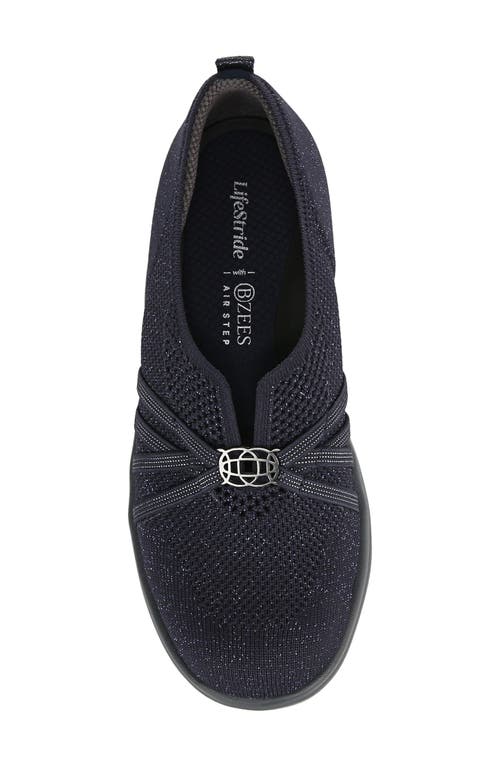 Bzees Women's Niche Knit Washable Slip On Flats In Navy Knit