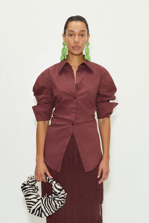 Simonmiller Loch Poplin Button Up In Choco Brown