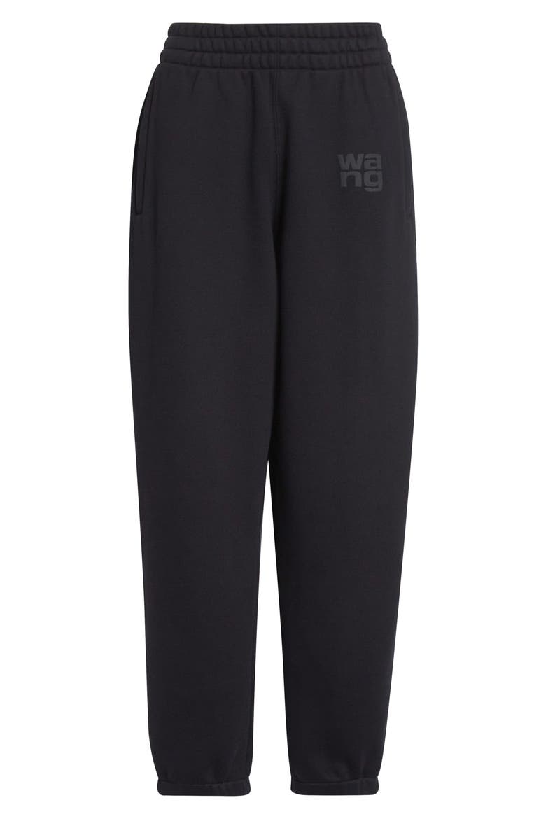 Essential Logo Cotton French Terry Sweatpants, Alternate, color, BLACK
