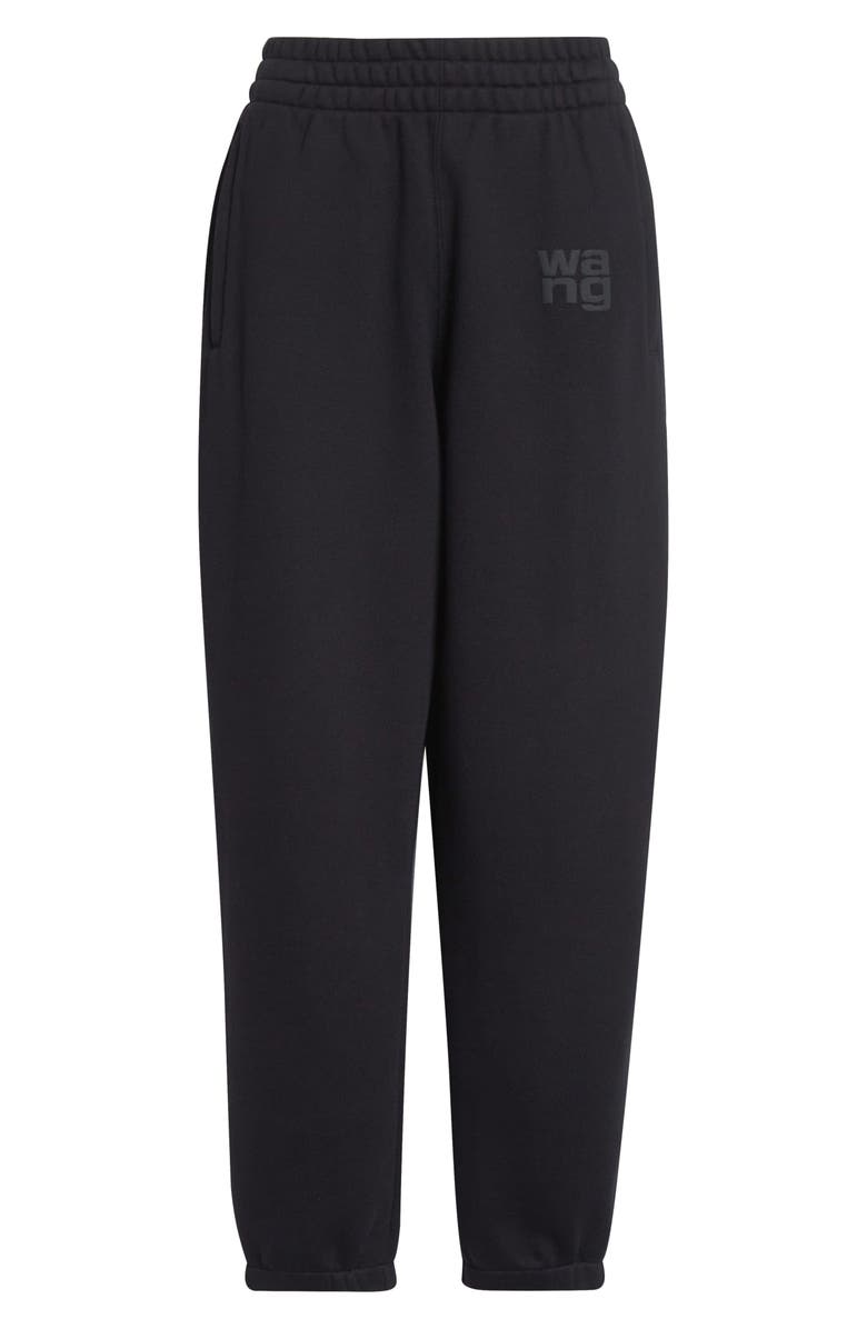 Alexander Wang Essential Logo Cotton French Terry Sweatpants, Alternate, color, Black