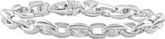 Bliss Diamond Men's Steel Single Tone Double Hole Oval Clasp 7mm Link 8.5 " Bracelet