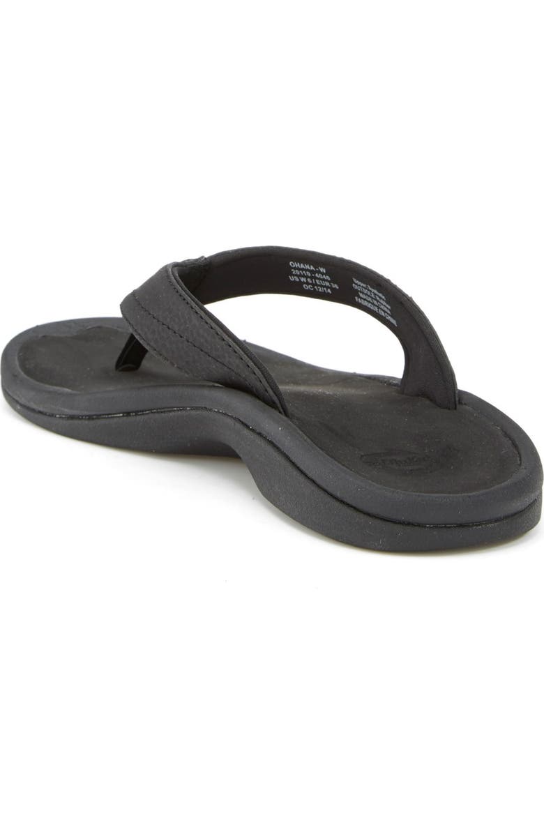 OluKai Ohana Flip Flop, Alternate, color, Black/ Black Faux Leather