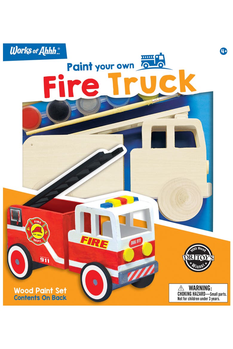 Firetruck Wood Craft & Paint Kit, Main, color, Multicolor