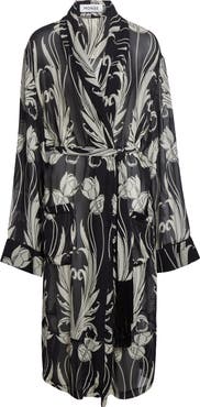 MONSE Print Silk Georgette Wrap Coat