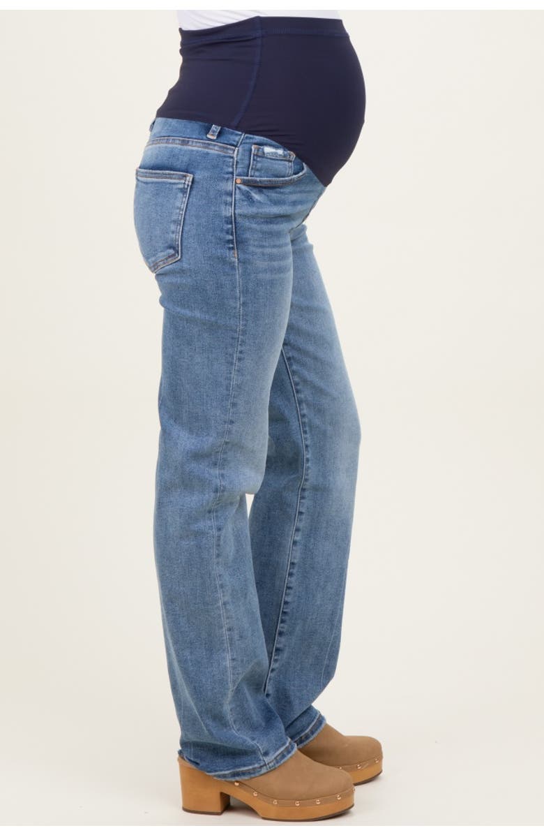 PinkBlush Medium Wash Straight Leg Maternity Jeans, Alternate, color, Blue