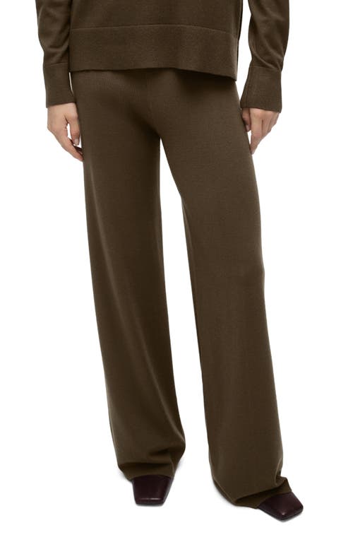 Shop Mango High Waist Wide Leg Pants In Khaki