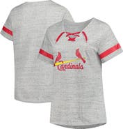 PROFILE Women's Profile  Heather Gray St. Louis Cardinals Raglan Lace-Up Fleck T-Shirt