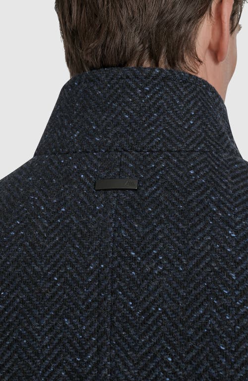 Andrew Marc Dorsey Plaid Wool Blend Car Coat In Black