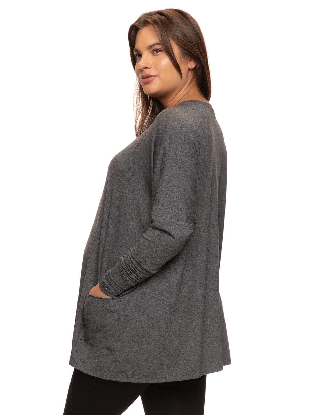 Modal Span Side Drape Maternity Long Sleeve Top - image 3