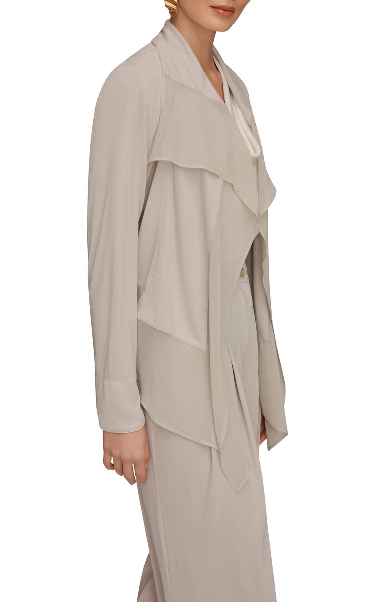 Donna Karan New York Mixed Media Open Front Jacket, Alternate, color, Tuscan Grey