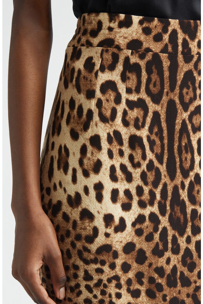 Leopard Print Stretch Silk Charmeuse Pencil Skirt, Alternate, color, LEO NEW