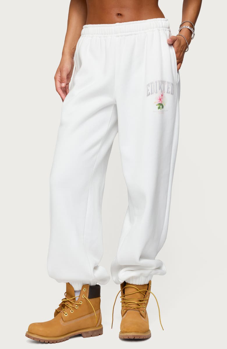 EDIKTED Flerua Logo Sweatpants, Main, color, White