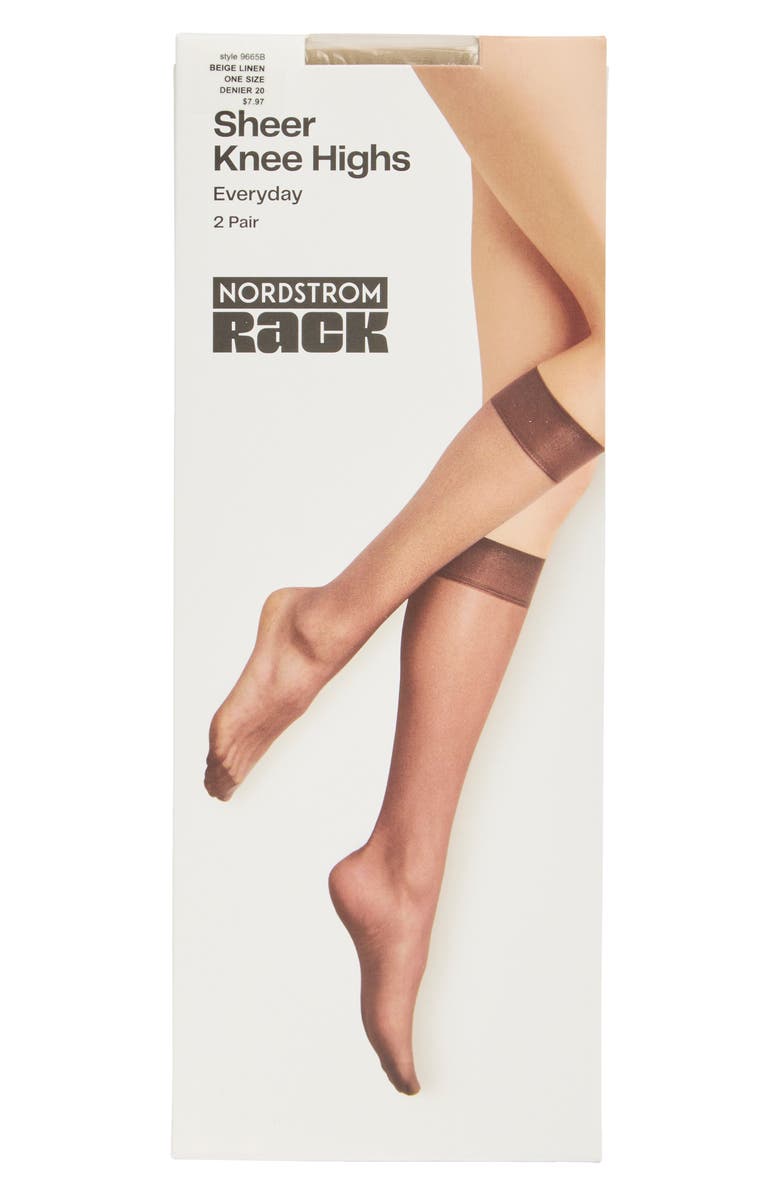NORDSTROM RACK Knee High Sheer Socks - Pack of 2, Alternate, color, Beige Linen