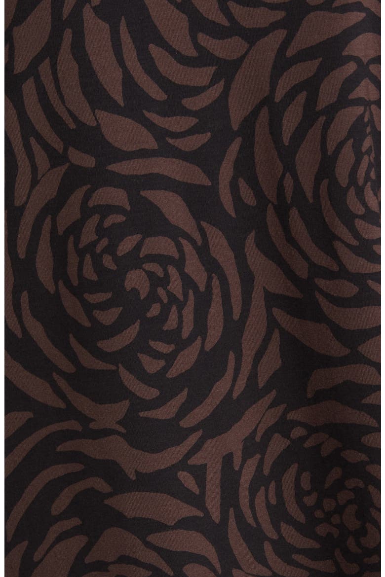 Gretha Floral Long Sleeve Tunic Top, Alternate, color, COFFEE BEAN