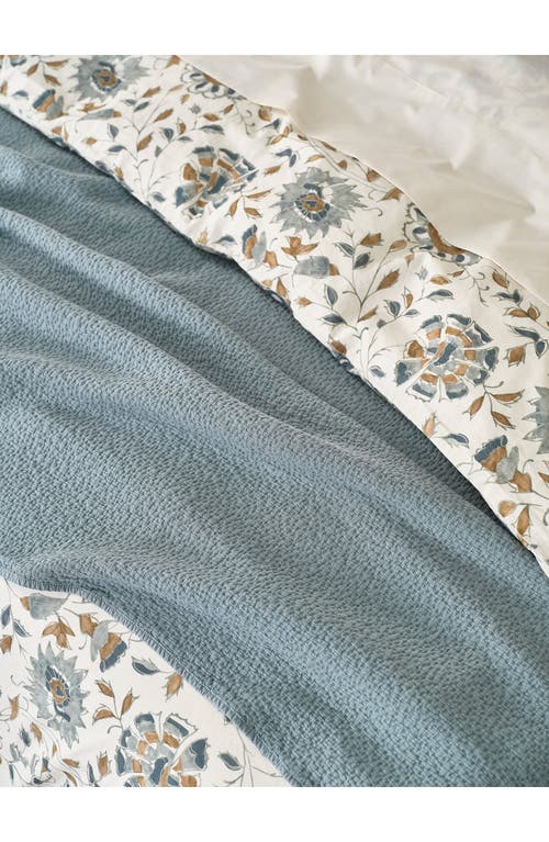 Coyuchi Cascade Matelassé Organic Cotton Blanket In Blue