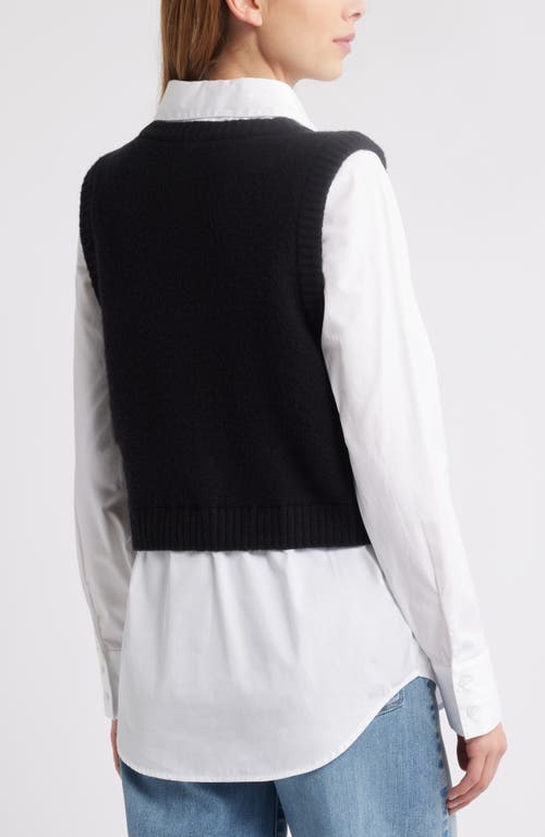 Open Edit Layered Look Sweater Vest