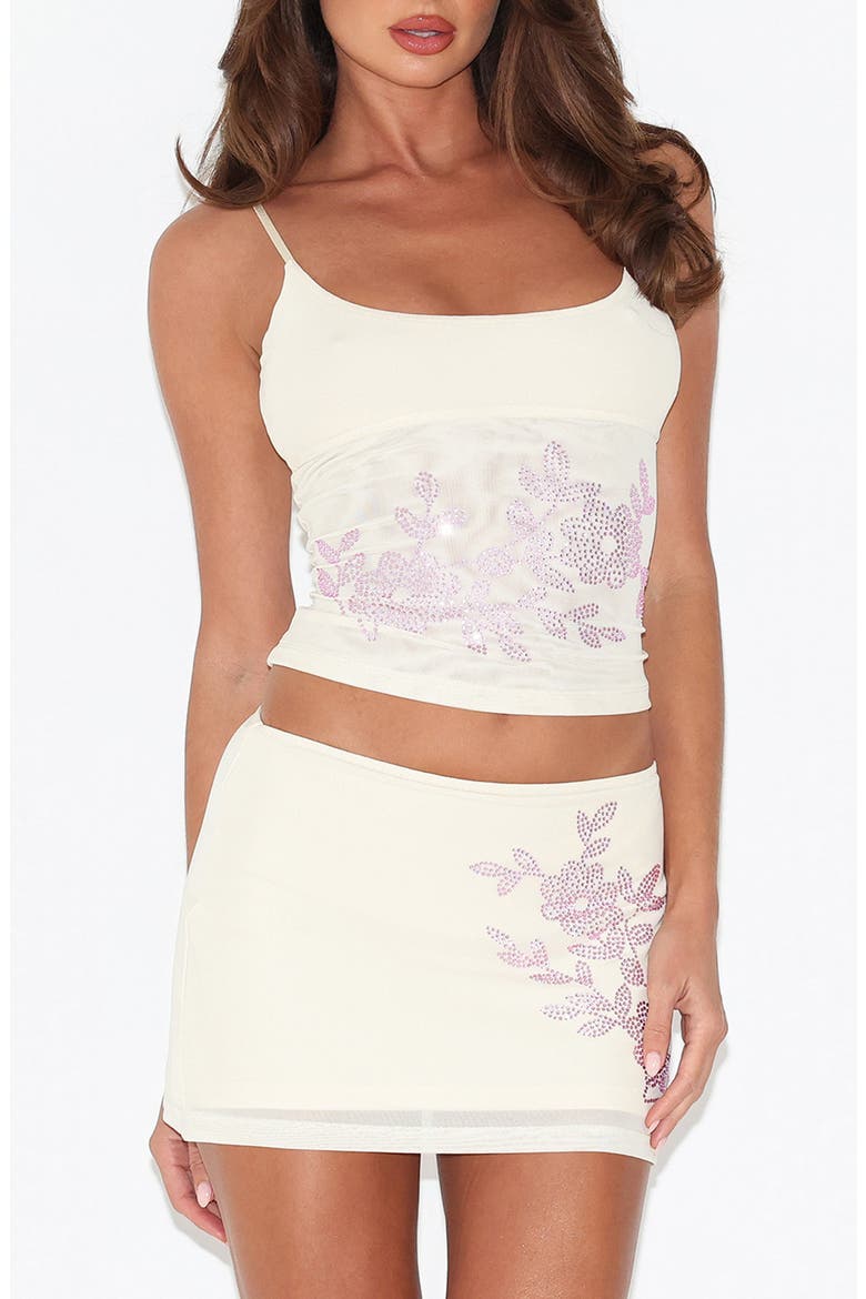 Octavia Floral Embellished Mesh Camisole, Main, color, CREAM