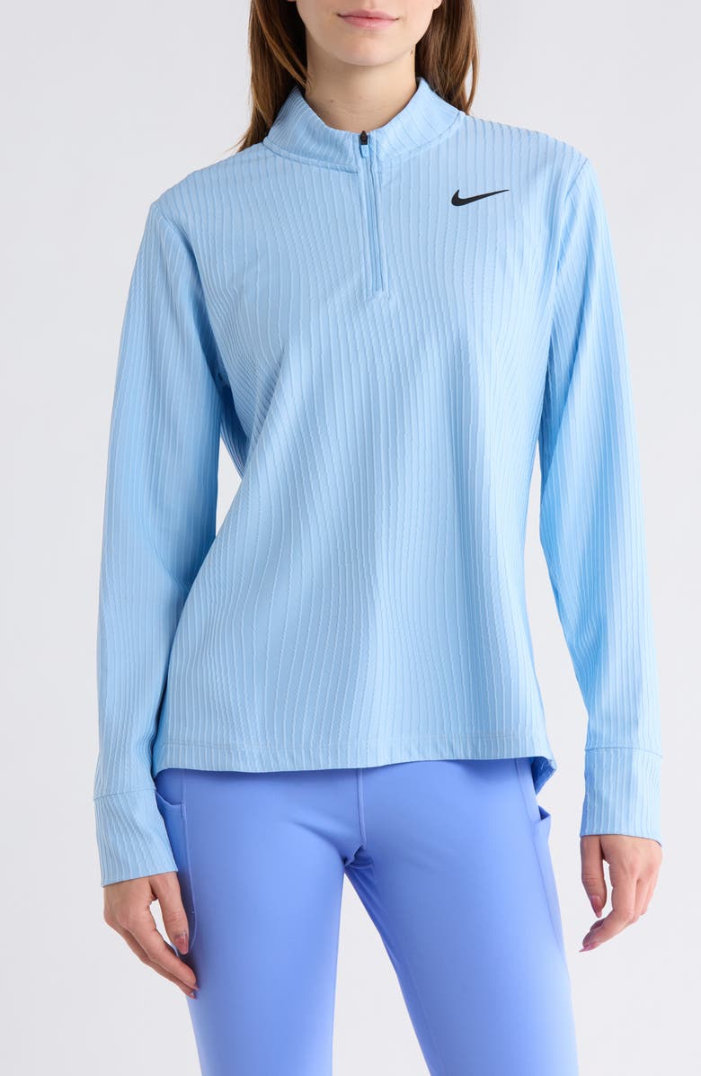 Nike Dri-FIT Half Zip Long Sleeve Top, Main, color, Psychic Blue/ Black