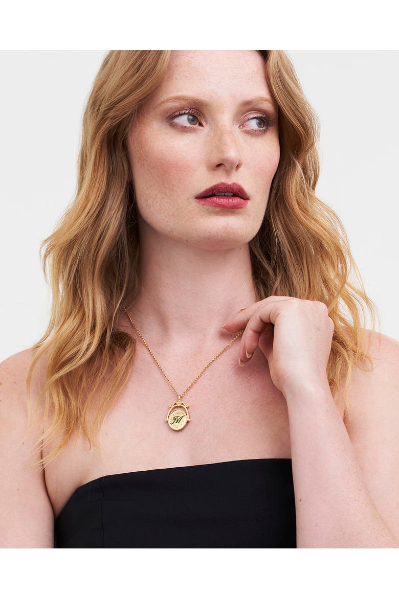 M Initial Magnolia Gold Spinner Chain Necklace, Alternate, color, Gold