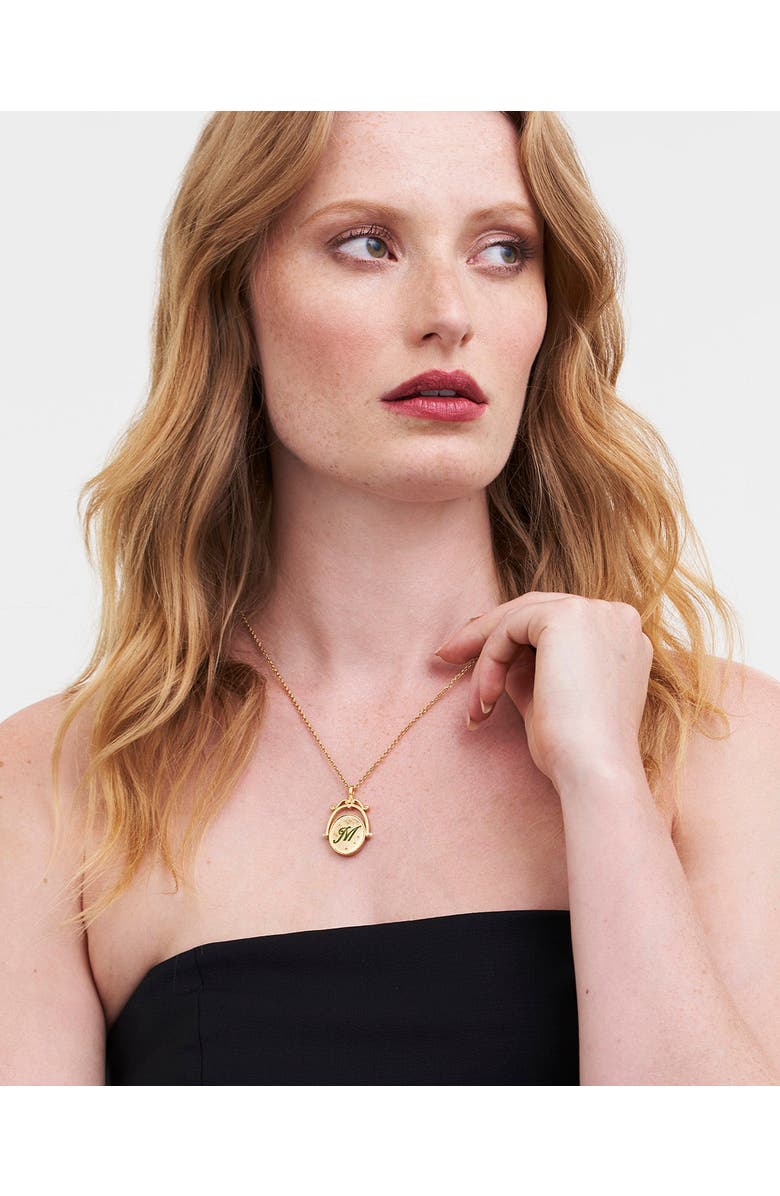 Fable England M Initial Magnolia Gold Spinner Chain Necklace, Alternate, color, Gold