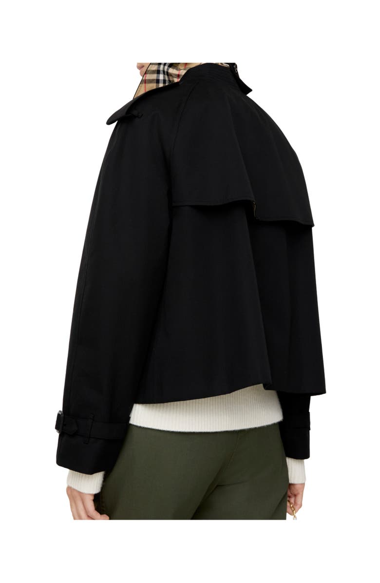Burberry Cropped Tropical Gabardine Mayfair Trench Jacket, Alternate, color, Black