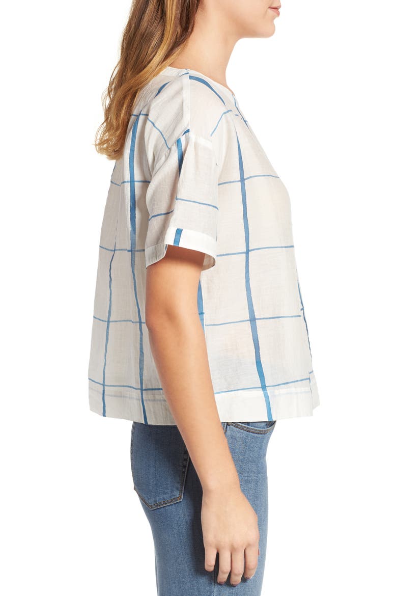 Check Organic Cotton & Silk Top, Alternate, color, CHAMBRAY