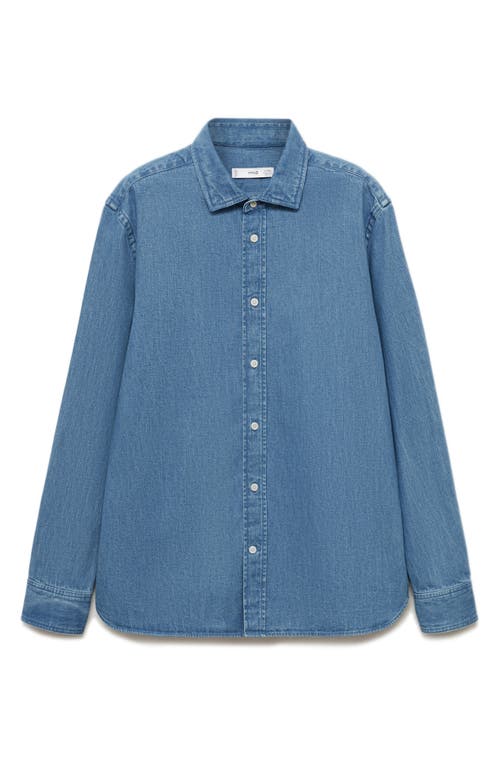 Mango Denim Button-up Shirt In Medium Blue
