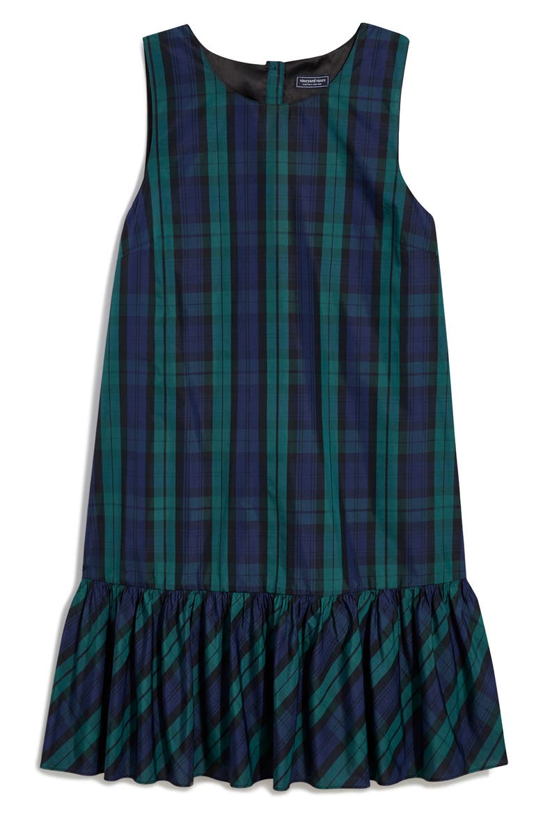 Jody Plaid Sleeveless Ruffle Hem Dress, Alternate, color, YULETIDE BLACKWATCH