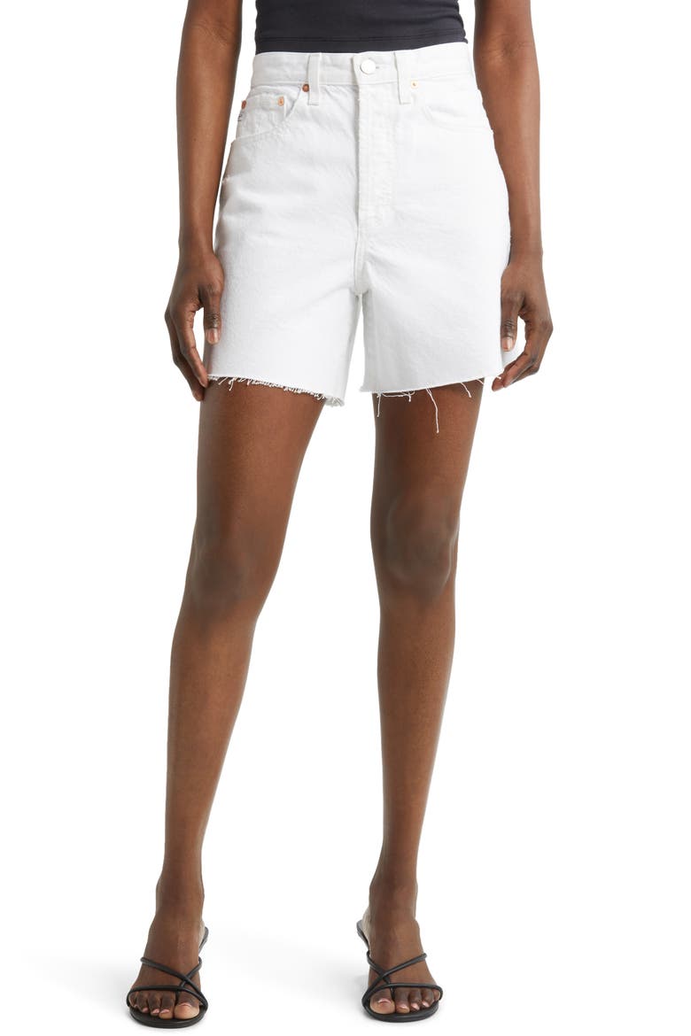 Clove High Waist Cutoff Denim Shorts, Main, color, MODERN WHITE DE