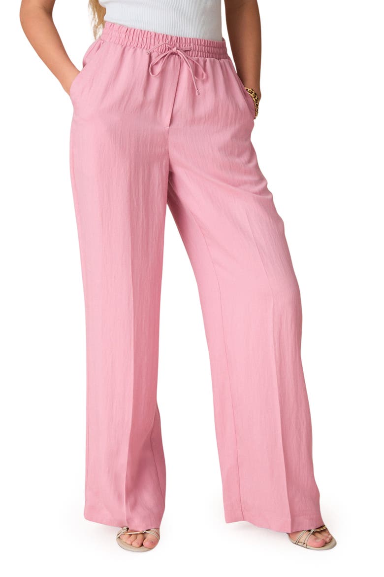 Drawstring Wide Leg Pants, Main, color, PINK