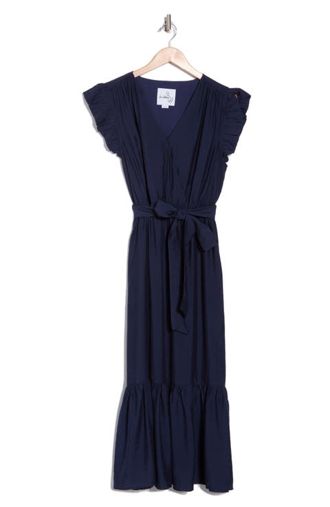 Flutter Cap Sleeve Maxi Dress