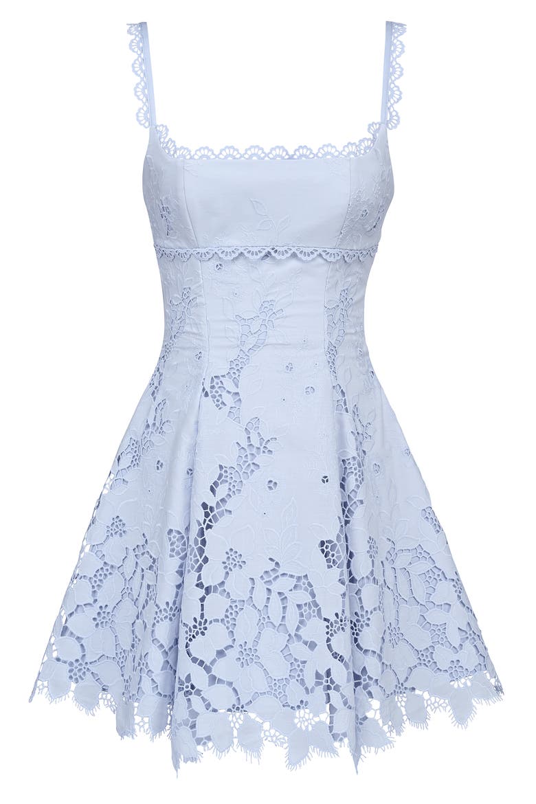 Isla Bluebell Scalloped Lace Cocktail Minidress, Alternate, color, BLUEBELL