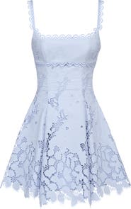 HOUSE OF CB Isla Bluebell Scalloped Lace Cocktail Minidress