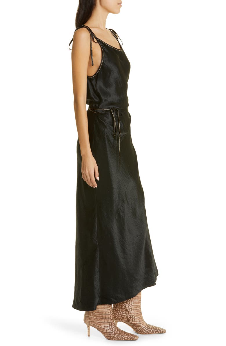 Acne Studios Dayla Crinkle Satin Wrap Dress, Alternate, color, 