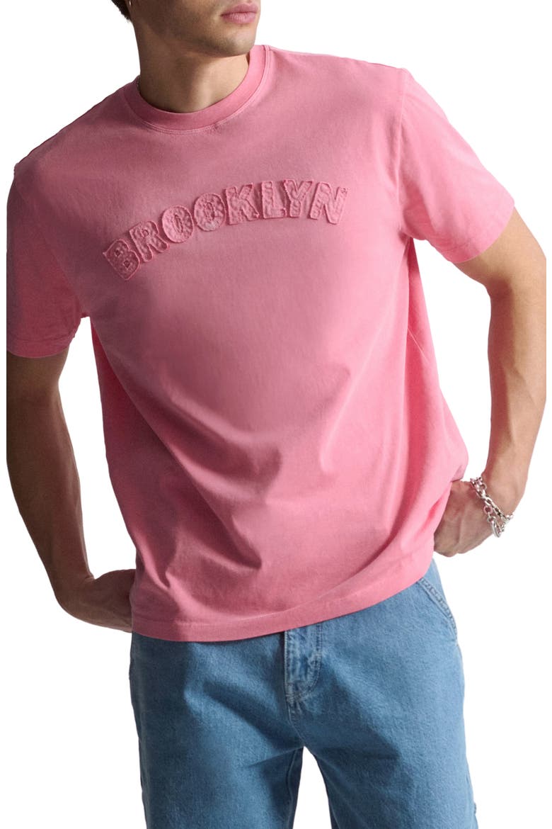 Logo Appliqué Cotton T-Shirt, Main, color, FLAMINGO PLUME