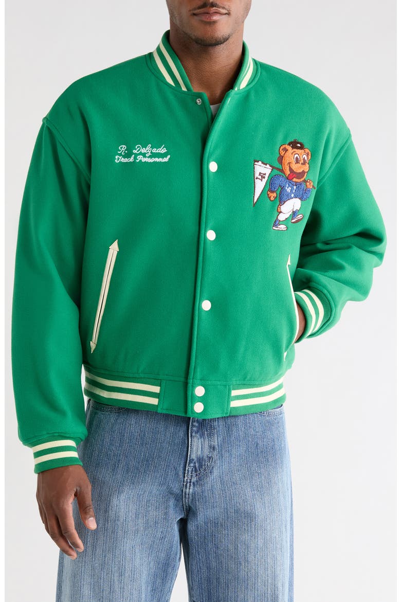 Track Varisty Jacket, Alternate, color, GREEN
