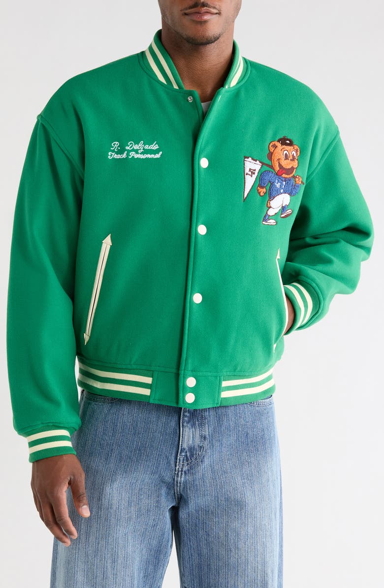 PacSun Track Varisty Jacket, Alternate, color, Green