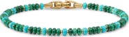 David Yurman Men's Spiritual Beads Bracelet in 18K Yellow Gold with Malachite and Turquoise