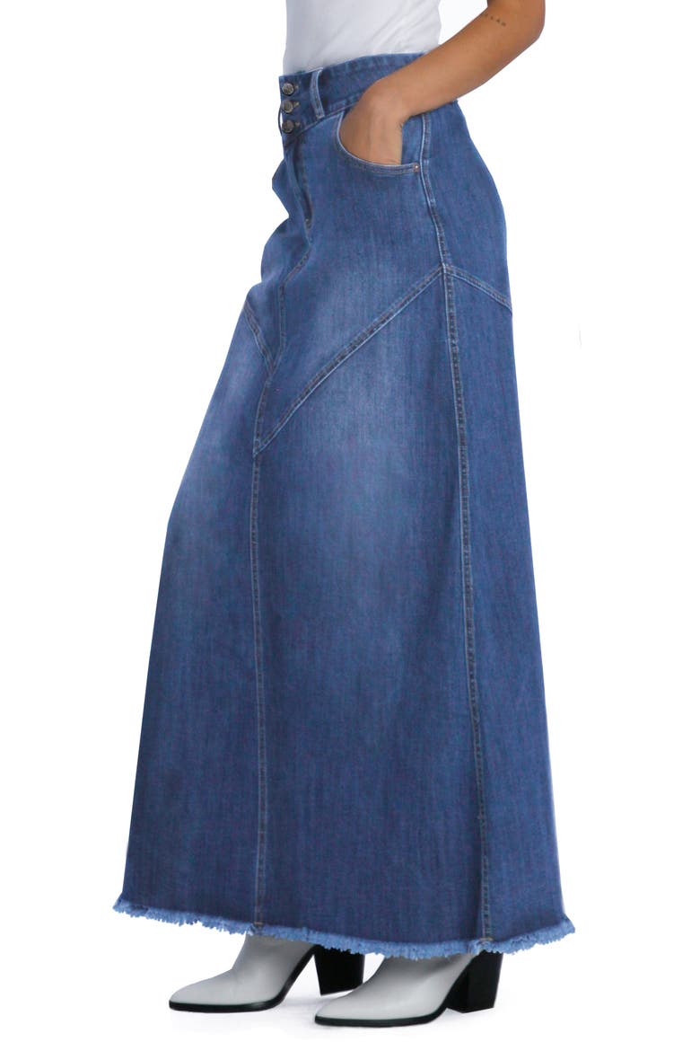 Pieced Denim Maxi Skirt, Alternate, color, VINTAGE BLUE