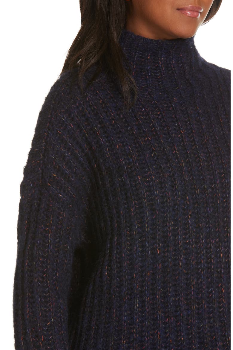 Funnel Neck Sweater, Alternate, color, NAVY/ RED