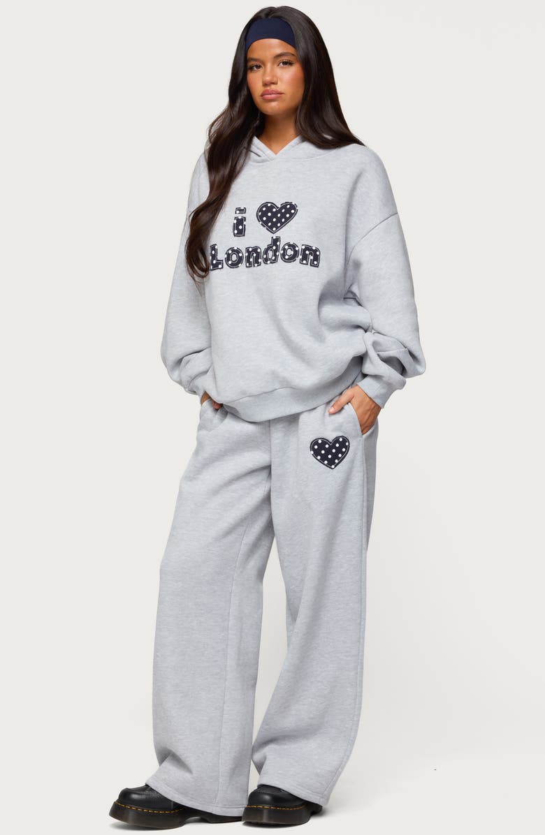 EDIKTED I Heart London Sweatpants, Alternate, color, Gray-Melange