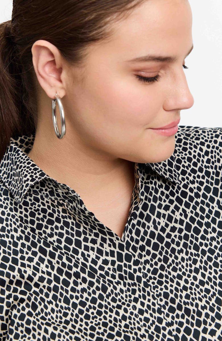 Foxcroft Iris Abstract Print Cotton Sateen Button-Up Shirt, Alternate, color, 