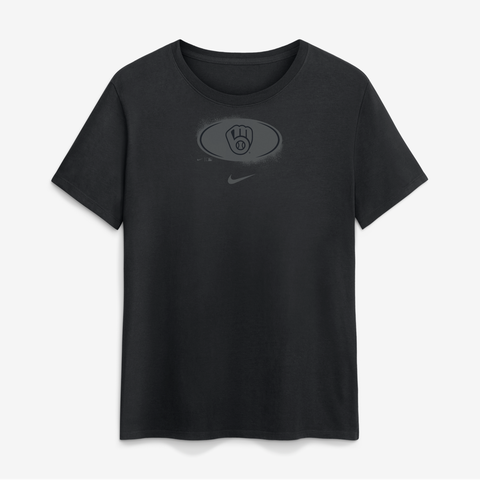 Women's Nike Black Milwaukee Brewers Black on Black Cotton T-Shirt