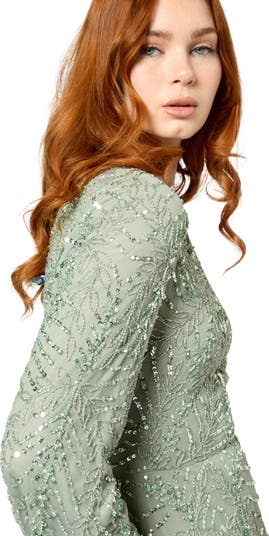 Modest Embellished Sequin Beaded Long Maxi Dress