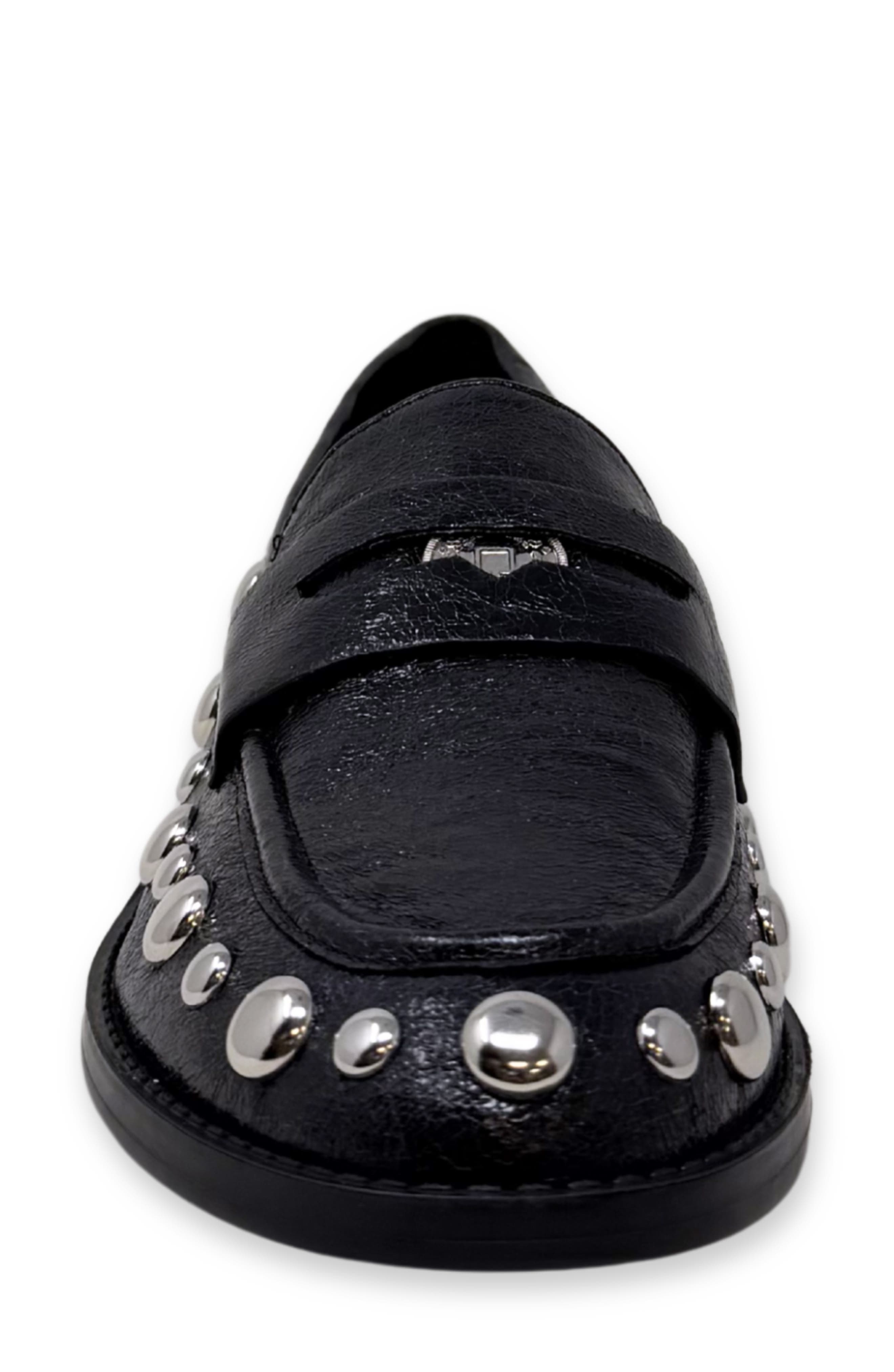 SHUSHOP Trisha Penny Loafer, Alternate, color, Charcoal