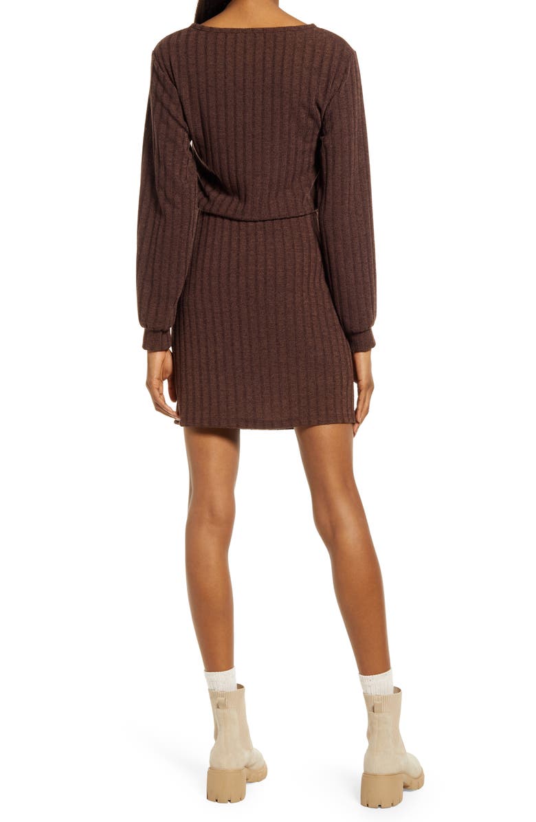 Fraiche by J Tie Front Long Sleeve Dress, Alternate, color, 